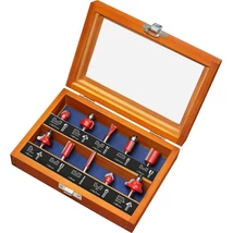 Extol Premium felsőmaró klt. 10 db-os (fadobozban) ; 6mm-es befogással, keményfém lapkés, csapágyas,  44041