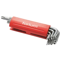 Fortum lyukas torx kulcs klt., hosszú, 9db, T10-50, S2, 10db/cse; T10-T15-T20-T25-T27-T30-T40-T45-T50, műanyag markolat, 4710200