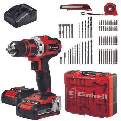 Einhell TE-CD 18/40 Li (2x2,0 Ah) akkus fúró-csavarozó +69 darabos tartozék készlet (4513934)