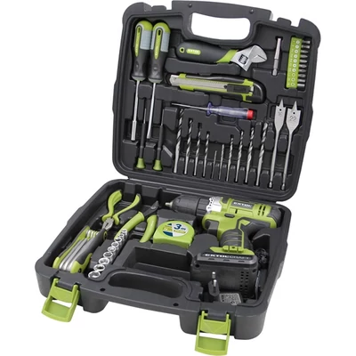Extol craft akkus fúró csavarozó, 18Nm, 12V, Li-ion, 1db 1300mAh akku + 46 db szerszám klt. (422800)