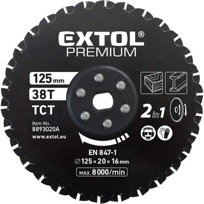 Extol fűrészlap, keményfémlapkás 125×20×16mm, 38T, 2az1ben Twin Blade rendszer, 8893020A