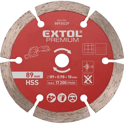 Extol Premium gyémántvágó korong, 89mm, szegmenses, a 8893022 mini körfűrészhez, csempére, járólapra, 8893022F