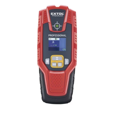 Extol Premium digitális detektor, rejtett fém (vas, réz, alumínium) és fa tárgyak, illetve feszültség alatti vezeték keresésére, LCD kijelző, 8831321