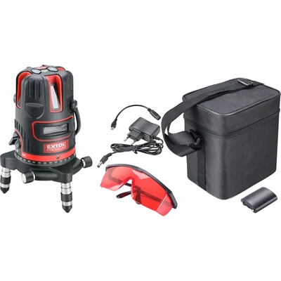 Extol premium automatikus lézeres vízszintező, PIROS, 1H4V6D (1 horizontális+ 4 vertikális+ 6 pont) pontosság:0,2mm/1m (8823311)