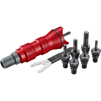 Fortum adapter klt. fúrógéphez, POP-NUT szegecsanyákhoz, 6 db, M3-M4-M5-M6-M8; 1/4" hatszög befogás, 4770654