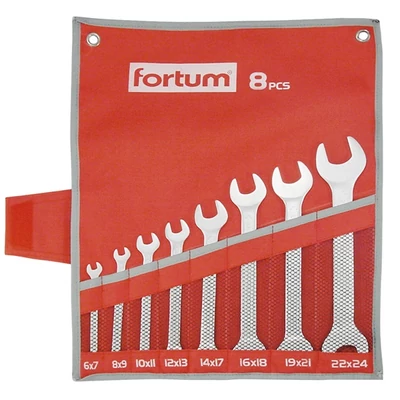 Fortum  villás kulcs klt. 8db 6-24mm, 61CrV5, mattkróm; 4730102