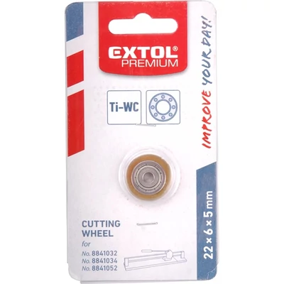 Extol vágókerék a 8841052, 8841054, 8841056 csempevágókhoz, titánium-volfrám-karbid, 22×6×5mm, csapágyas, 8841030