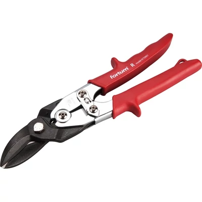 Fortum lemezvágó olló jobb+egyenes vágáshoz, 255mm, CrMoV, áttételes, HRC 60-62, Tüv/GS, DIN 6438 FORTUM 4770901