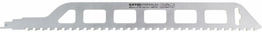 EXTOL PREMIUM szablyafűrészlap 1db, Bosch befogás, HM/TCT fogak, 455 mm, 2TPI, kőzet anyagokhoz, durva vágás (8806302)